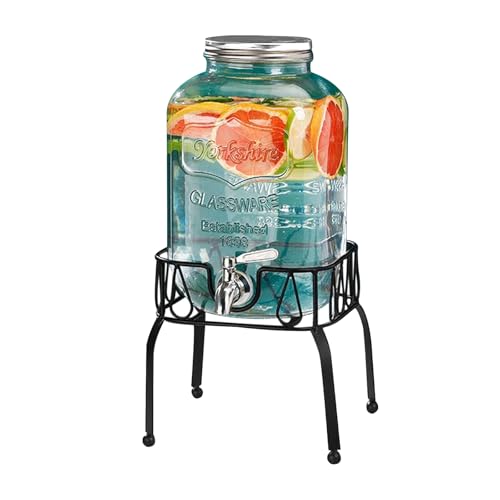 Botte di vino con rubinetto, set decanter per whisky con supporto, dispenser per bevande a forma di barilotto in vetro da 3 a 5 l, dispenser per liquori, caraffa in vetro, beccuccio, dispenser per