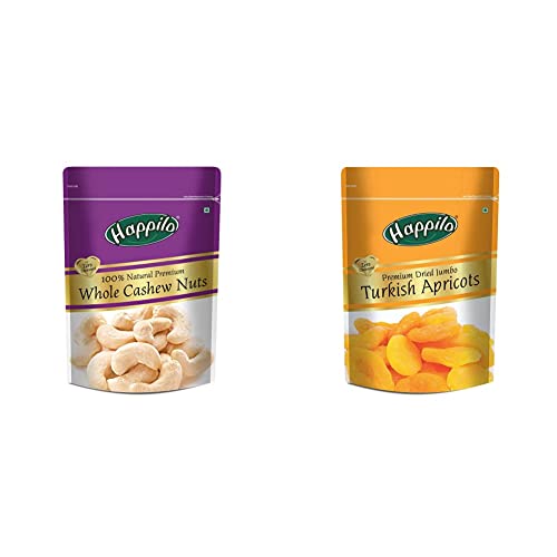 Image of Happilo 100% Natural Premium Whole Cashews, 200g + Happilo Premium Turkish Apricots, 200g