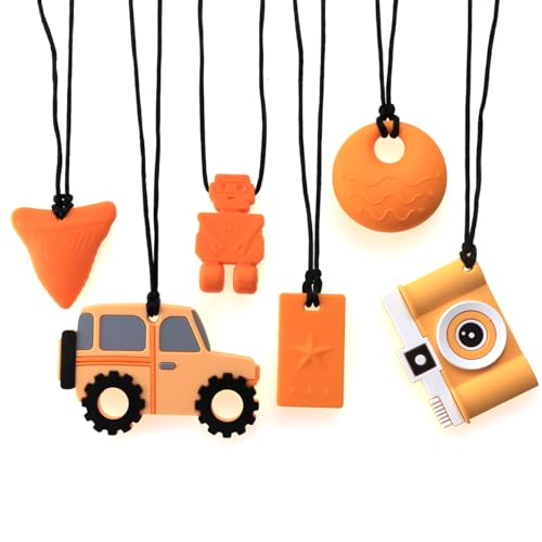 Tuxepoc Sensory Chew Necklace - Chewy Toy for Autism, ADHD, Orange