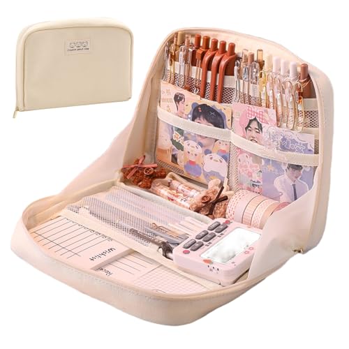 Image of Fcteap Pencil Case Pouch Box Cute Kawaii Large Capacity Aesthetic Zipper Pen Holder Organizer Bag for Office Workspace Supplies Desk Accessories Travel (Green)