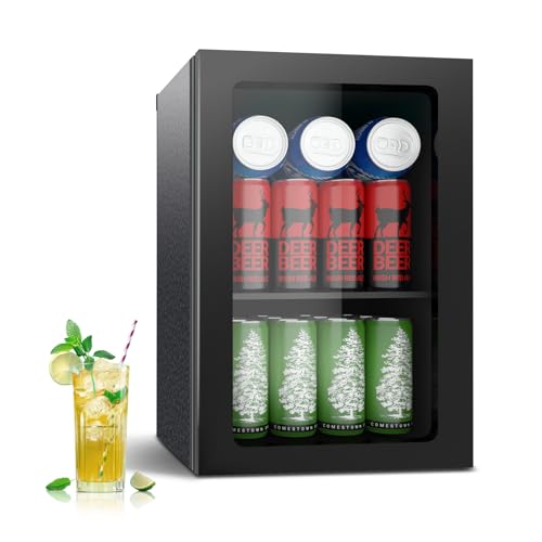 Image of Stopsad Beverage Refrigerator Cooler, 20 Can/0.9 Cubic Feet Mini Fridge with Front View Door and Adjustable Shelves, Small Refrigerator with Temperature Controllable Switch for Soda, Beer or Wine