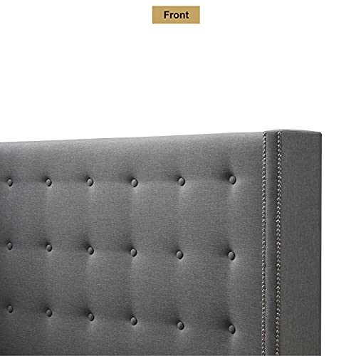 Dg Casa Savoy Tufted Upholstered Wingback Panel Storage Bed Frame, King Size In Grey Fabric #TOP6