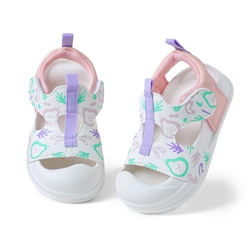 Baby Sandals Size 5 Toddler Boy Girl Flexible Soft Sole Non Slip Wide First Walking Shoes Casual Mesh Breathable Lightweight Slippers for Baby 1 Year 12-18 Months Outdoor(Pink 140) 5T