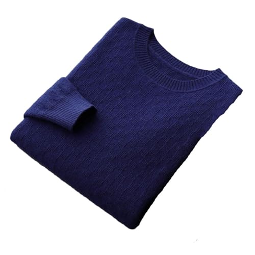 Men Winter Crew Neck Thick Knitted Sweater Solid Color Long Sleeved Basic Warm Wool Pullover Sweater
