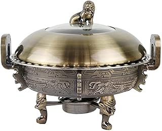 Chafing Dish Buffet Set, Round Chafer Buffet Servers and Warmers W/Food Pans, Aluminum Stand, Visible Pot Lid and Fuel Holders, Stainless Steel 28CM