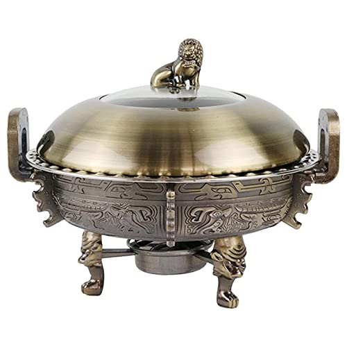 Réchaud de buffet rond 28cm avec bac à nourriture inox et couvercle de casserole