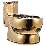 Cabilock Wc Förmigen Tasse Wc Kaffee Becher Lustige Kaffee Becher Getränke Tasse Becher Keramik Kaffee Tasse Große Lustige Geschenke für Männer Und Frauen Goldene 400ML