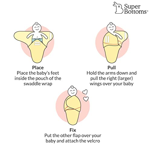 Image of superbottoms Dry Feel Swaddle Wrap for Newborn | SuperDryFeel Layer to Keep Baby Dry | Extra Soft | 100% Cotton | Easy to Wear, Travel-Friendly Wrapper | 0-3 Months, Baby Wrappers | Ba Ba Sheep.
