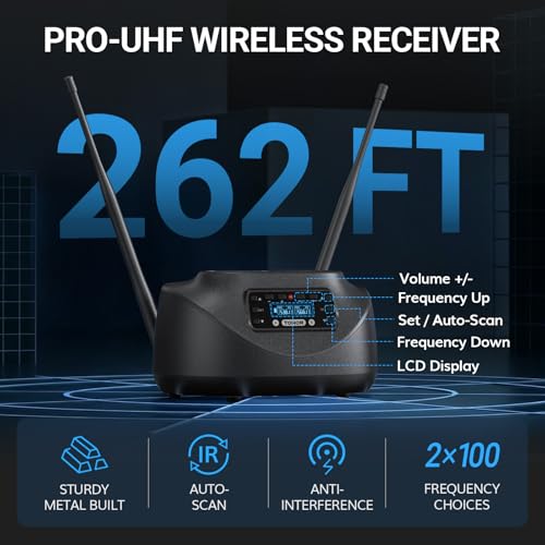 TONOR Bluetooth Wireless Microphones, Rechargeable UHF Cordless Microphone System for Home Party, Metal Dual Handheld 260ft for Home Karaoke, Church, Party,TW-790, Black by TONOR - Image 2