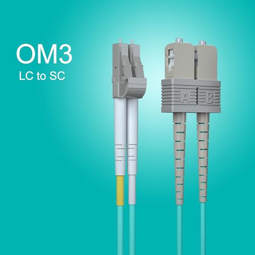 Image of 5m OM3 LC to SC Fiber Patch Cable, 10GB Multimode Fiber Jumper, Duplex LC-SC UPC, MMF, 50 /125um, LSZH, for 1G /10G MMF SFP Transceiver, Networks, 5 Meter(16.4ft)