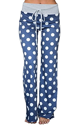 Image of AMiERY Women's Comfy Casual Pajama Pants Floral Print Drawstring Palazzo Lounge Pants Wide Leg
