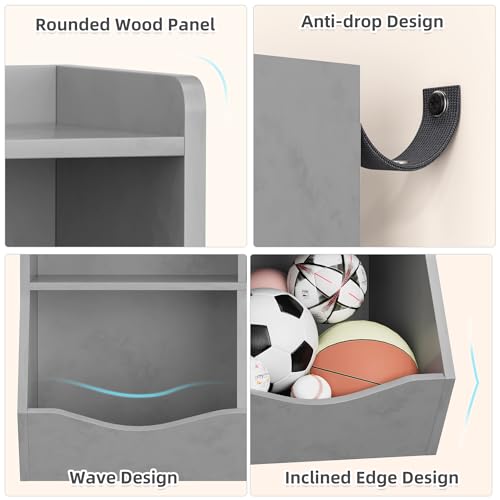 GarveeHome Grey Toy Storage Cabinet, Three-Tier Kids Bookshelf and Bookcase for Storage Books and Toys, Multi Shelf with Cubby Organizer for Bedroom and Playroom by GarveeHome - Image 5