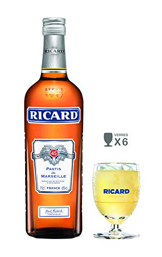  Ricard Pastis De Marseille 70 Cl + 6 Verres