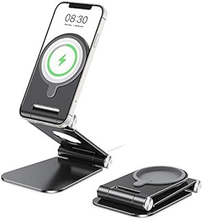 OMOTON MagSafe Charger Stand, Foldable Aluminum Mobile Phone Stand Holder for Magsafe Charger Compatible with iPhone 14/14 Pro/14 Pro Max/13/13 Pro/13 Pro Max, (MagSafe Charger Not Included), Black