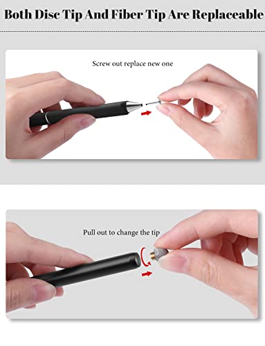 Stylus Pens For Touch Screens - Meko 2 In 1 Rotation High Precise Disc & Sensitive Fiber Universal Stylus Pencil For Iphone/Ipad Pro/Mini/Air/Android/Tablet/Phone/Microsoft/Samsung Galaxy(Matte Black) #TOP4