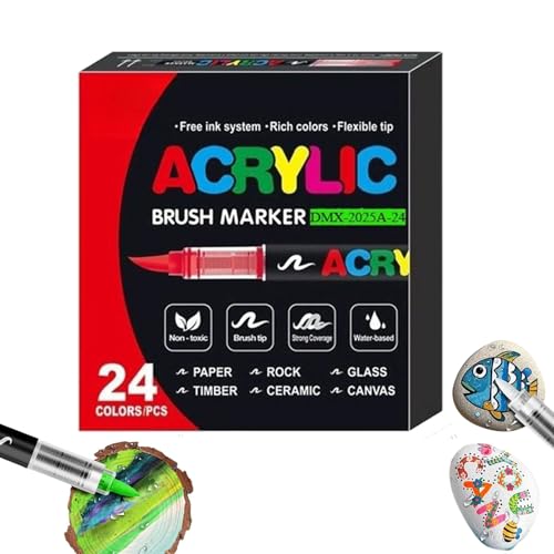 Generico Acrylic Paint Pens - Otro Material 14.5x13.8x3cm | Rotuladores de pintura acrílica, bolígrafos acrílicos, bolígrafos impermeables de punta blanda | Juego de rotuladores acrílicos para adultos