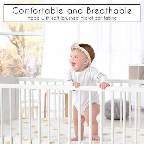 Image of Sweet Jojo Designs Baby Fitted Mini Crib Sheet (White & Yellow Boho Sun) for Girls or Boys, Newborn /Infant Nursery, Play Yards, Portable Cribs (Celestial Sky, Desert, Sunshine Outdoors Nature, Sunset)