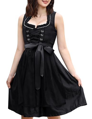 KOJOOIN Dirndl Damen Midi Kurz Trachtenkleid...