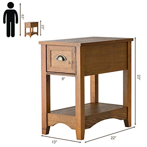 Giantex-End-Table-with-Drawer-Retro-Narrow-Side-Table-Nightstand-with-Solid-Wood-Storage-Shelf-Bedside-Table-for-Living-Room-Bedroom-Small-Space-Home-Office-2-Tawny Giantex End Table with Drawer Retro Narrow Side Table Nightstand with Solid Wood Storage Shelf Bedside Table for Living Room Bedroom Small Space Home Office 2 Tawny