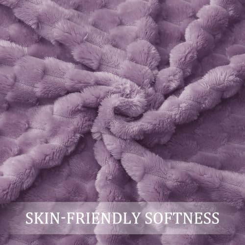 Image of Exclusivo Mezcla Large 3D Fleece Throw Blanket for Couch, Grayish Purple | Extra Soft Fuzzy Plush Lightweight Throws, Cozy Fluffy Decorative Blankets for All Seasons, 50x70 Inches