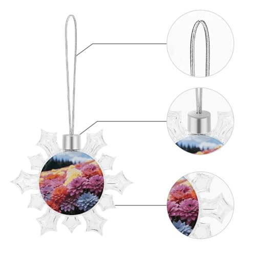 Pendentif flocon de neige en aluminium imprimé fleur pour mariage et Noël - 5