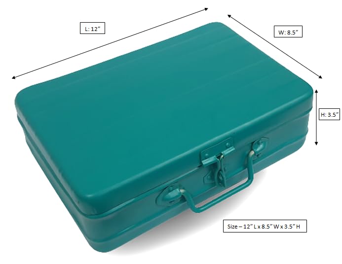 Image of JAYCO Aluminum Storage Box /Treasure Chest /Currency Money Box - 12 inch Medium Size (30 cm x 21 cm x 10 cm, Green)