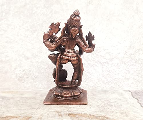 Image of Copper Idols India, 3.6 inches, Handmade Lakshmi Narasimha 243 Gram, Patina Antique Finish, Pack of 1 Piece