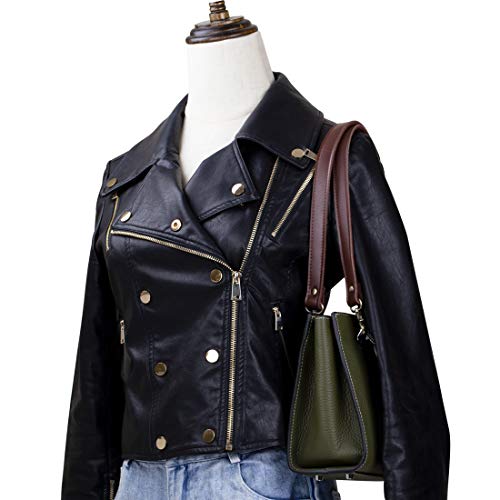 A ALLZEDREAM - Sangle de remplacement en cuir véritable pour sac à bandoulière en toile cousue, 2 pièces, marron, hardware doré – vue 2