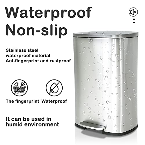 Caneca de basura de cocina con tapa 50L acero inoxidable miniatura 4