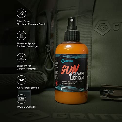 Gritr Gun Cleaner, Lubricant & Protectant | Multi-Purpose Clp Gun Cleaning Spray For Shooters | All-In-One 8 Oz. Bottle Of Gun Oil Lube & Rust Protectant #TOP1