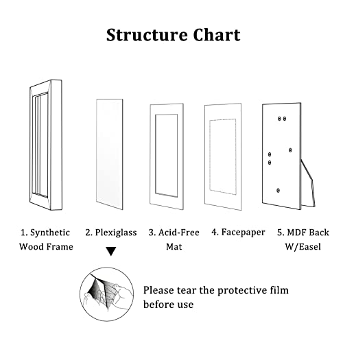 8X10 Picture Frame, Wood Grain Composite Wood Photo Frame 5X7 With Mat Or 8X10 Without Mat With Perspex Glass For Vertical Or Horizontal Tabletop Wall Display For Photos, Paintings, Posters, Artwork, Birthday Christmas Gift, Set Of 4 #TOP4