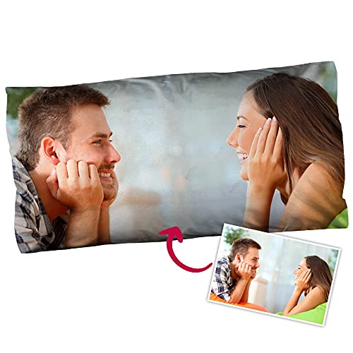 Cojín Personalizado con Foto y Texto. Almohadas Alargadas Personalizables con o sin Relleno. Regalos Originales para Mujer y Hombre. Almohada Personalizada. Regalos Originales para Parejas 60x30cm