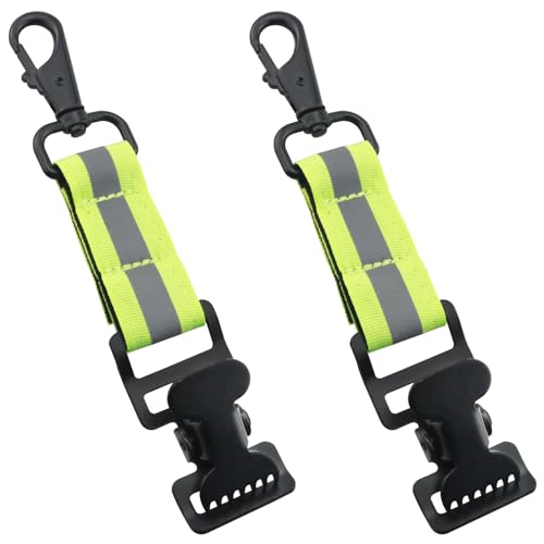 ZZLZX 2PCS Multi Function Glove Safety Belt Clip Emergency Firefighter Work Glove Clip Rescue Gear Reflective Nylon Webbing Yellow 7x1.4 Inch Belt D Ring Construction Rescue Universal