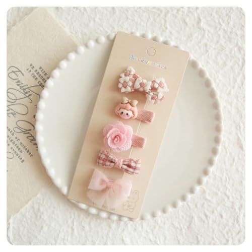 Baby Hair Clips & Toddler Hair Clips Set, 5pcs Pink Floral Barrettes