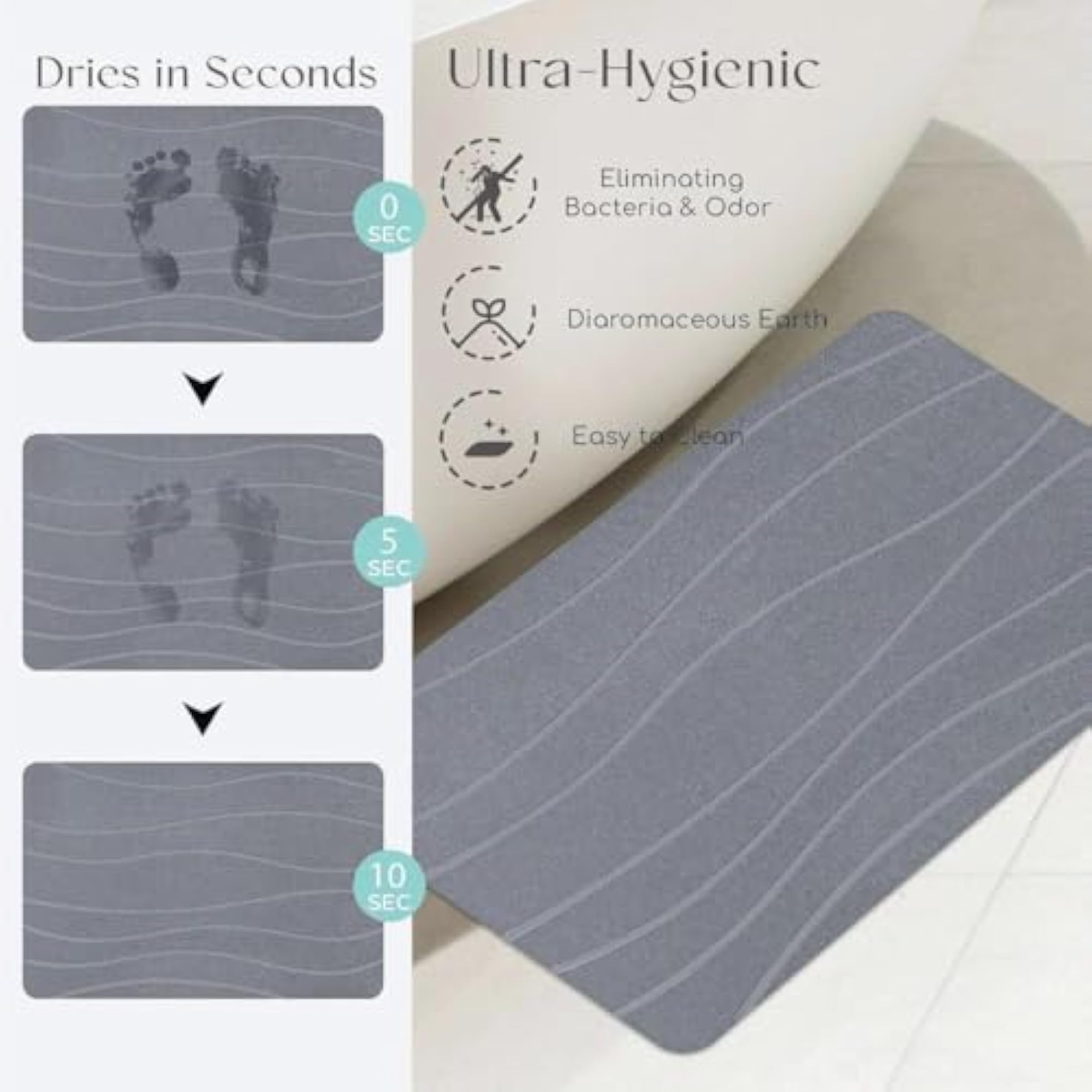 Quick Dry Stone Bath Mat, Non-Slip Diatomite
