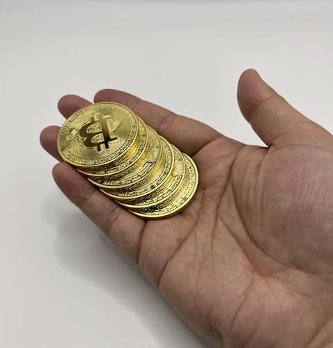6PCS Gold Plated Bitcoin Coins - 40mm Diameter, 3mm Thickness Commemorative Physical BTC Cryptocurrency Collectible with Clear Protective Case, for Blockchain Enthusiasts - Image 5