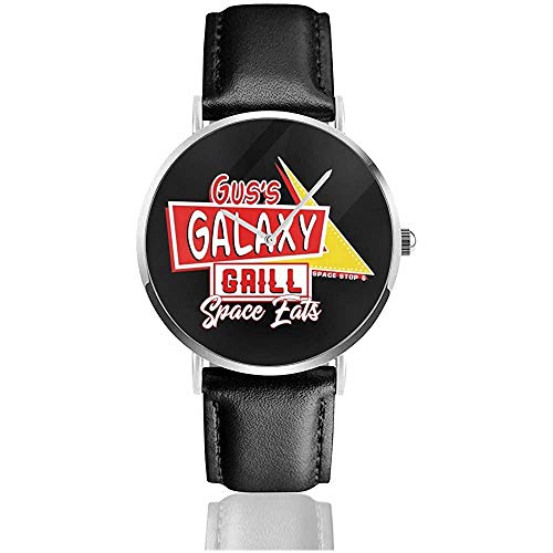 Gus Galaxy Grill Spaceballs Uhren Quarz Lederuhr mit schwarzem Lederband für Sammlung Geschenk
