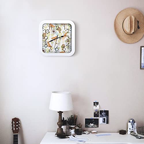 Pendule murale silencieuse renard blanc au design moderne épuré - 7
