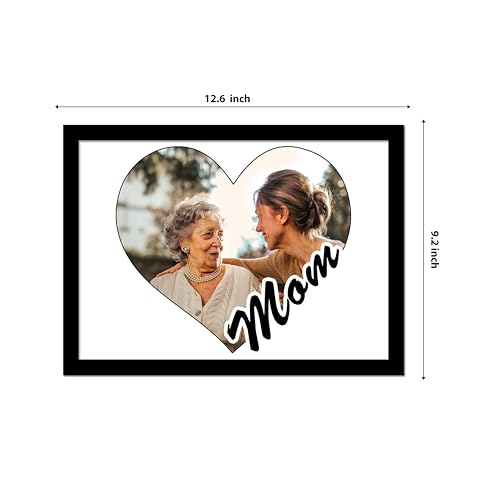 Image of Personalized Heart Shape Best Mom Wall Photo Print Collage with Photo Upload Gift For Brother, Perfect Present, Customized Gift, Birthday Gift, Anniversary Gift (Mom 9.2x12.6 Inches, Black)