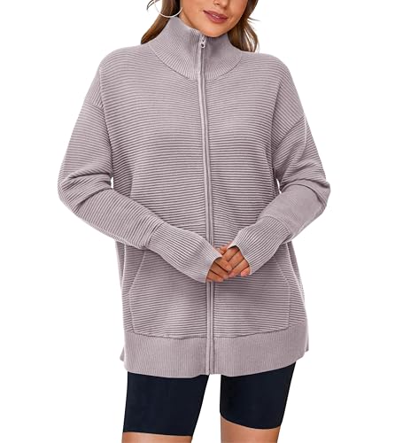 Image of PRETTYGARDEN Womens Long Sleeve Zip Up Ribbed Cardigan Sweaters