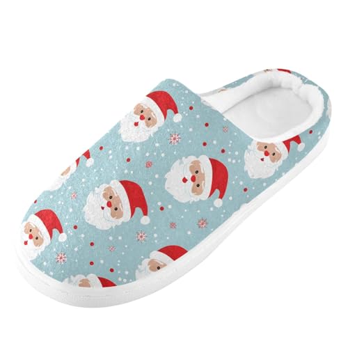 Fuzzy Memory Foam Slippers for Women/Men Polka Dot Santa Claus Pattern Fluffy Winter House Shoes Indoor and Outdoor
