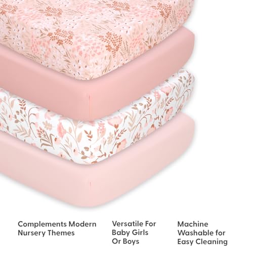 Image of The Peanutshell 8-Pack Fitted Crib Sheet Set - Super Soft & Breathable Baby Girl Crib Sheets, Nursery Decor, Fit for Standard Mattress Cover- Whimsical Floral