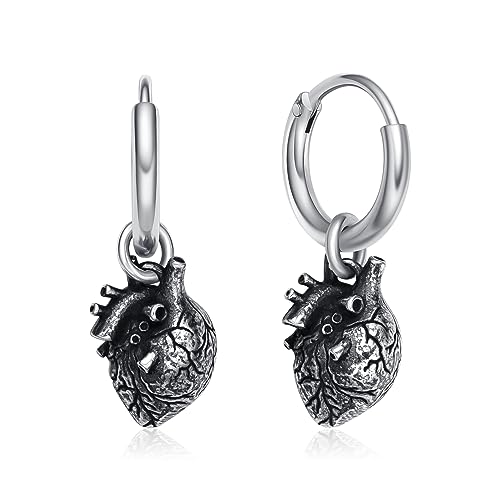 Anatomical Heart Earrings Stainless Steel Human Heart Earrings Gothic Drop Earrings Women