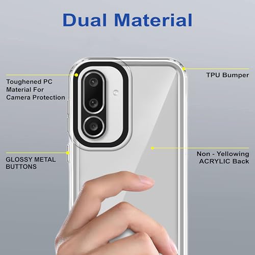 Image of amazon basics Back Case Cover for Samsung Galaxy M56 5G | Compatible for Samsung Galaxy M56 5G Back Cover | Case Cover with Camera Protection | (TPU + PC | Transparent)