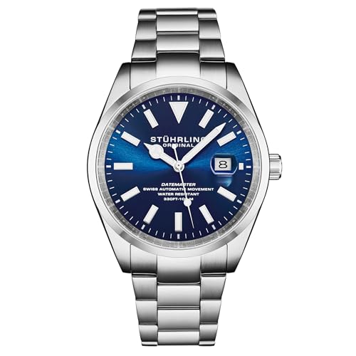 Stuhrling Original 1025 Datemaster Heritage Automatic Men’s Watch – 42mm Blue Sunray Dial