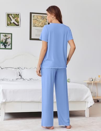 Ekouaer Bamboo Viscose Pajama Set – Short Sleeve — view 4