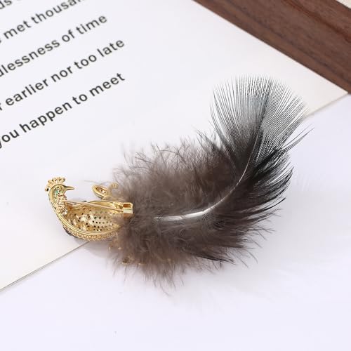 Image of Rhinestone Peacock Brooch Pin For Women Fashion Exquisite Cz Colorful Crystal Bird Animal Feather Brooches Lapel Pins Elegant Dress Clothes Corsage Accessories Wedding Party Christmas Birthday Jewelry Gift