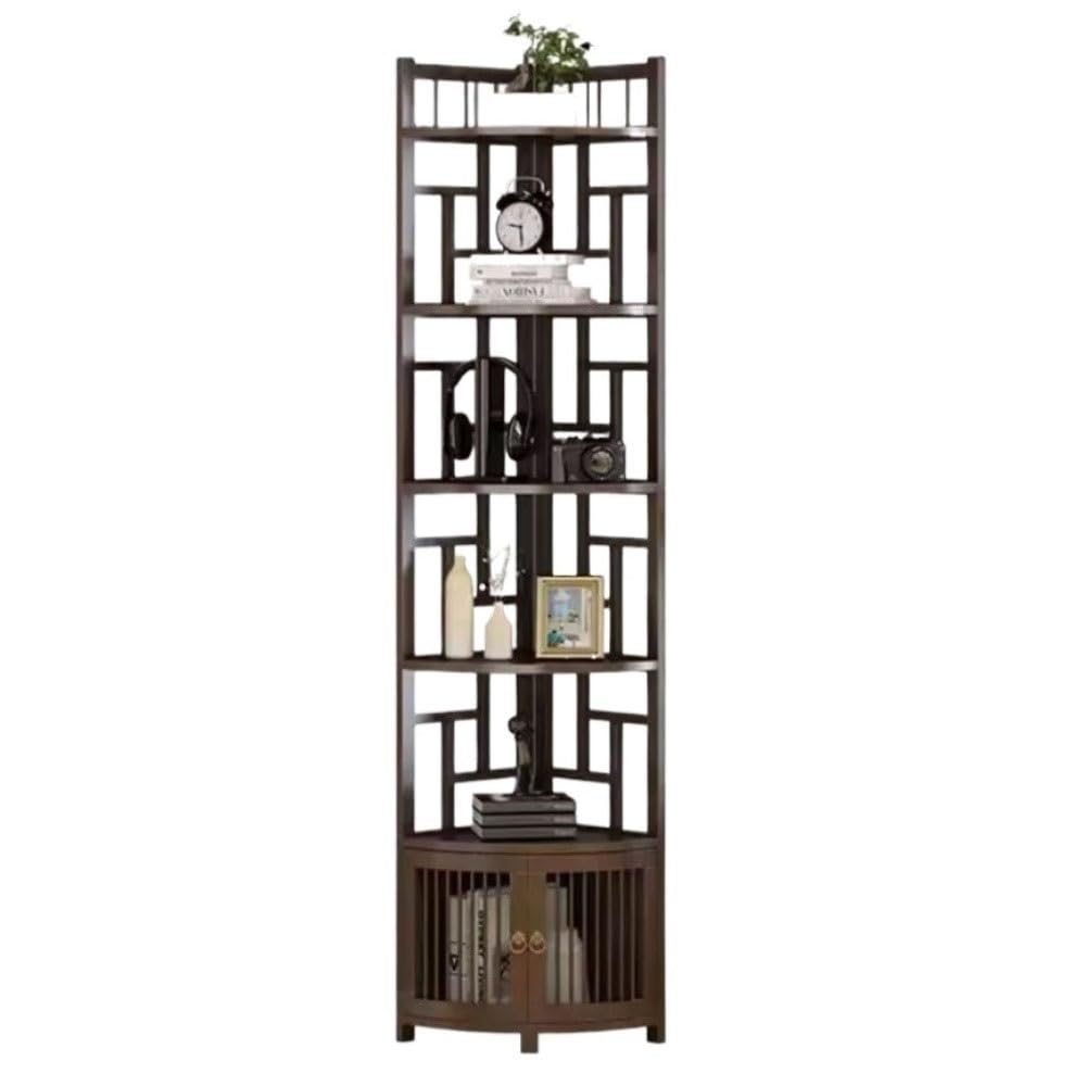 Huangj-0527 Bookcase Storage Shelves Corner Storage Cabinet, Living Room, Study, Multi layer Solid Wood Triangular Cabinet Against the Wall Book Shelves