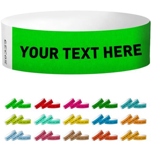 Personalised Wristbands for Events Tyvek Custom Wrist Bands for Event Customised Wrist Band Festival Party Decorations Water Proof Paper Wristbands for Events Printed Customisable Festival Wristbands