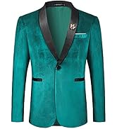 MAGE MALE Men's Velvet Slim Fit Suit Blazer Jacket Shawl Lapel One Button Dinner Prom Wedding Tuxedo